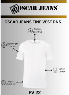 OSCAR JEANS Premium Organic 100% Cotton Super Combed Mens Vest Undershirt Inner Half Sleeve White Soft Breathable Light Finest Yarn Pack of 3  - Image 2