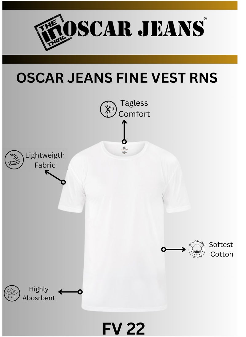 OSCAR JEANS - Premium Organic 100% Cotton Super Combed Mens Vest Undershirt Inner Half Sleeve White Soft Breathable Light Finest Yarn Pack of 3 - Image 1