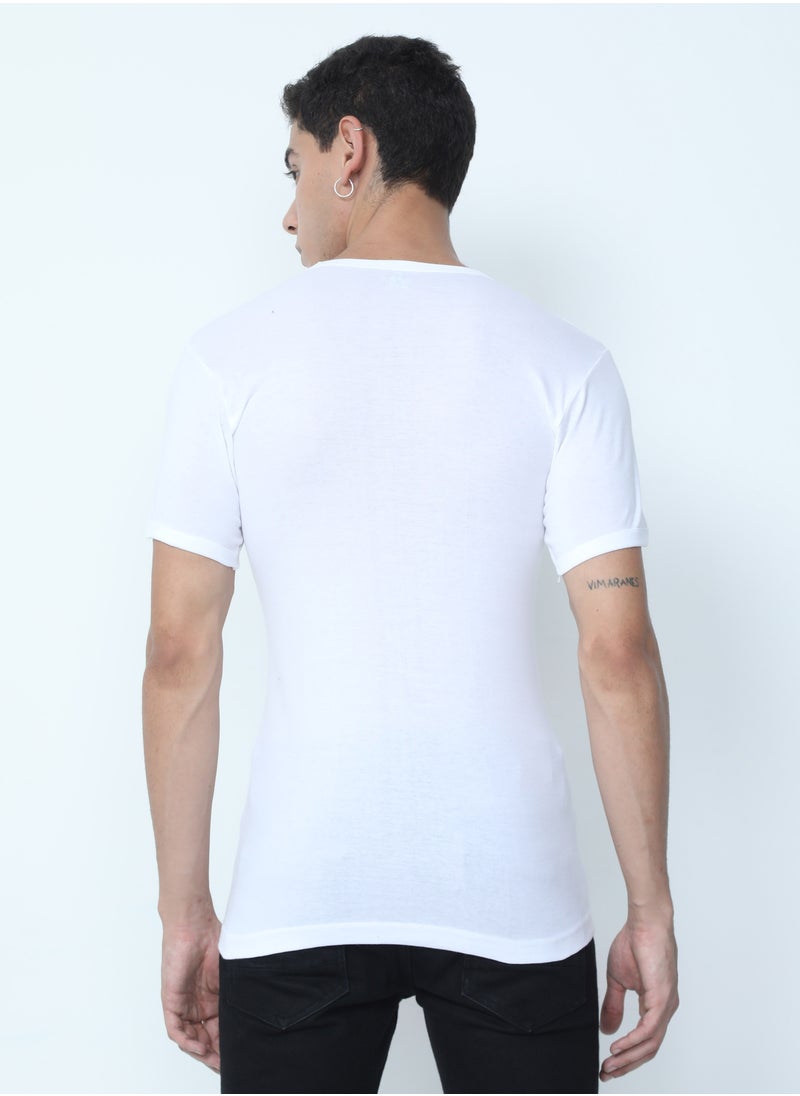 OSCAR JEANS - Premium Organic 100% Cotton Super Combed Mens Vest Undershirt Inner Half Sleeve White Soft Breathable Light Finest Yarn Pack of 3 - Image 1