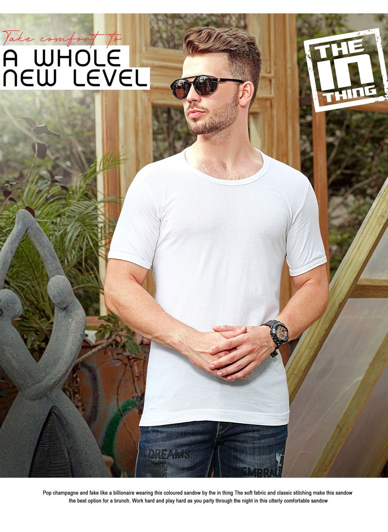 OSCAR JEANS - Premium Organic 100% Cotton Super Combed Mens Vest Undershirt Inner Half Sleeve White Soft Breathable Light Finest Yarn Pack of 3 - Image 1