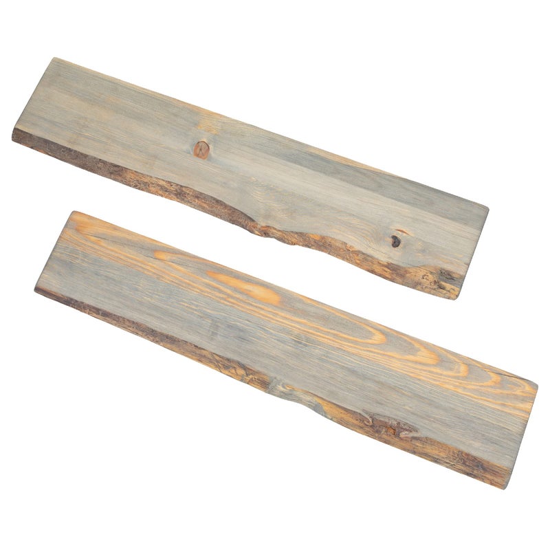 PIPE DECOR 36 Sustainable Riverstone Grey Live Edge Wood Shelf Wood Only 2Pack