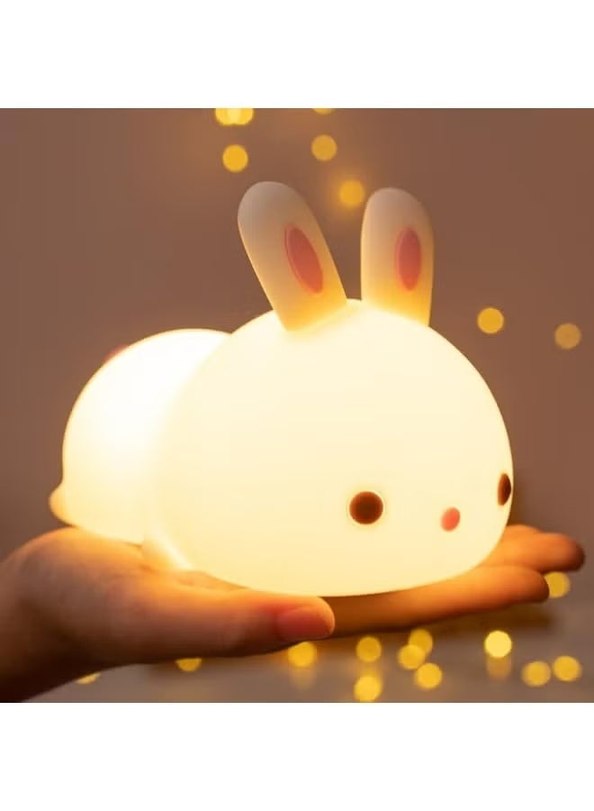 Cute Bunny Baby Night Light – Portable LED Kids Lamp, 3-Color Changing, USB Rechargeable for Nursery & Bedroom Decor, Perfect Gift for Toddlers - Image 1