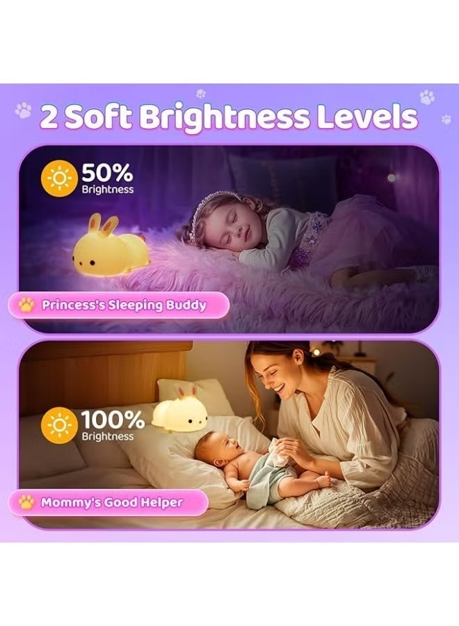 Cute Bunny Baby Night Light – Portable LED Kids Lamp, 3-Color Changing, USB Rechargeable for Nursery & Bedroom Decor, Perfect Gift for Toddlers - Image 5