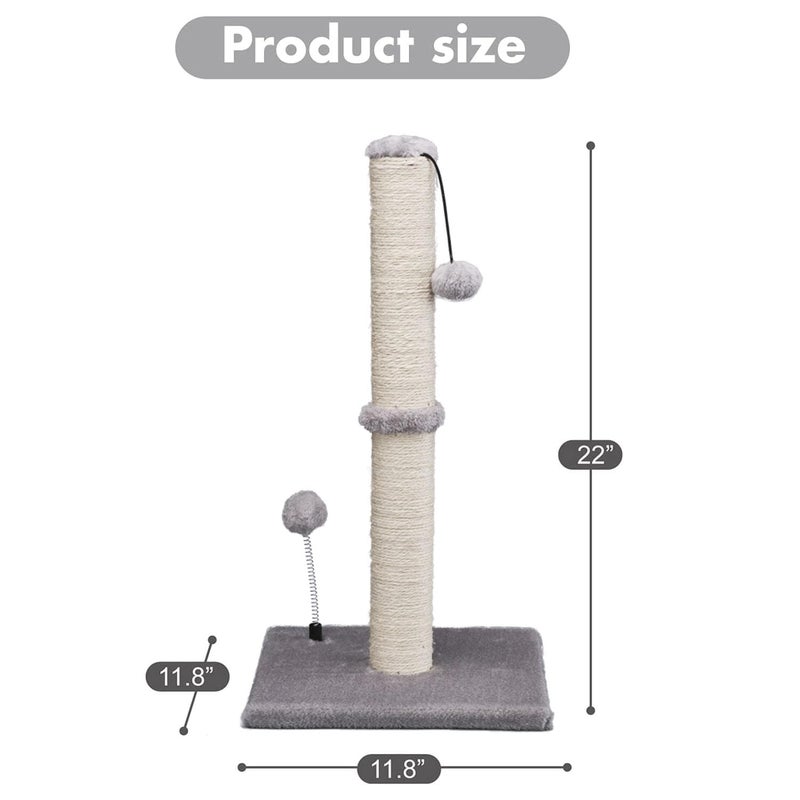 MECOOL Cat Scratching Post Premium Basics Kitten Scratcher Sisal Scratch Posts with Hanging Ball 22" for Kittens or Smaller Cats (22 inches for Kitten, Gray) - Image 5