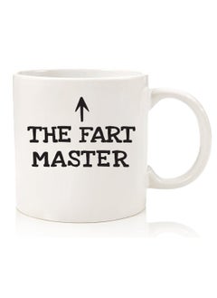 The Fart Master Funny Coffee Mug - Best Gifts for Men, Dads, Women, Unique Gift Idea for Father's Day, Son, Daughter, Wife, Birthday for Husband, Brother, Man, Funny Novelty, Ceramic, White, Wetsy Gla