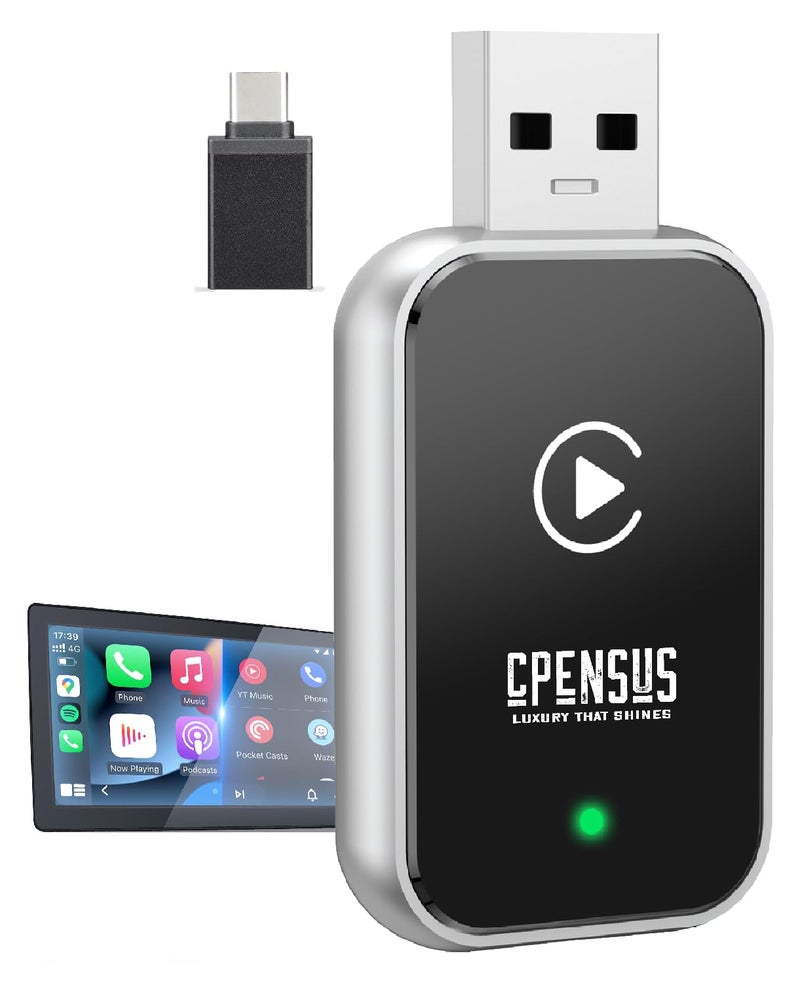 CPENSUS 2-in-1 Wireless Carplay Adapter Convert Wired to Wireless Android & Apple | Quick Connection & Auto Reconnect | Bluetooth 5.0 & 5.8Ghz WiFi Only for OEM Installed (2-in-1) - Image 1