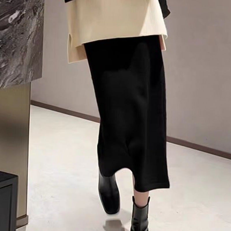 Autumn and winter suit Korean drama leisure feeling fried Street early autumn loose red sweater knitted skirt two-piece set Female Popular Red - Image 2