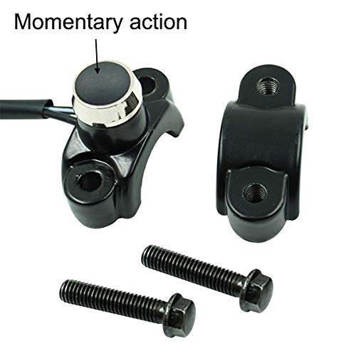 Feiteplus Aluminum 7/8" Motorcycle Handlebar Control Horn Start Switch Button Momentary Action with Two Bullet Connectors Black Button - Image 2