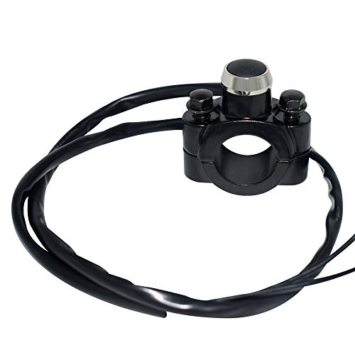 Feiteplus Aluminum 7/8" Motorcycle Handlebar Control Horn Start Switch Button Momentary Action with Two Bullet Connectors Black Button - Image 3