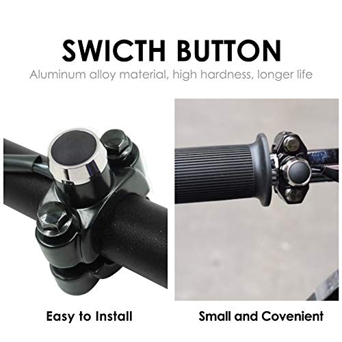 Feiteplus Aluminum 7/8" Motorcycle Handlebar Control Horn Start Switch Button Momentary Action with Two Bullet Connectors Black Button - Image 5