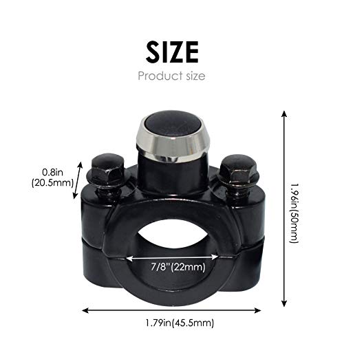 Feiteplus Aluminum 7/8" Motorcycle Handlebar Control Horn Start Switch Button Momentary Action with Two Bullet Connectors Black Button - Image 4