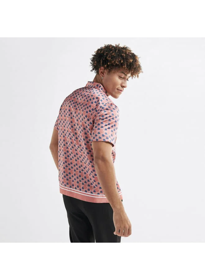 Splash FAV Border Print Satin Shirt