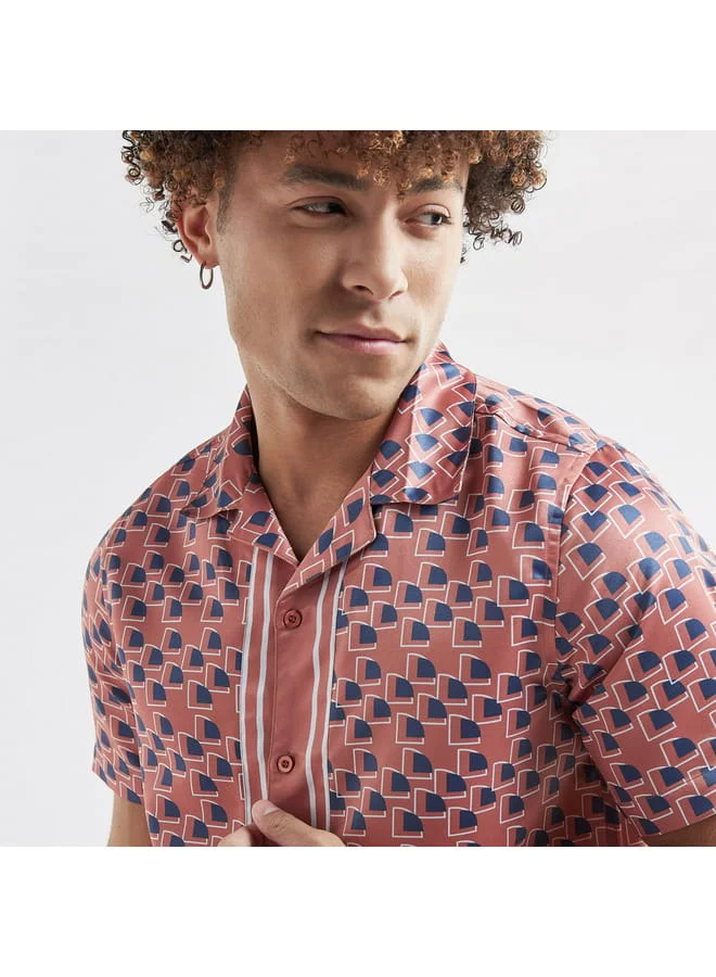 Splash FAV Border Print Satin Shirt