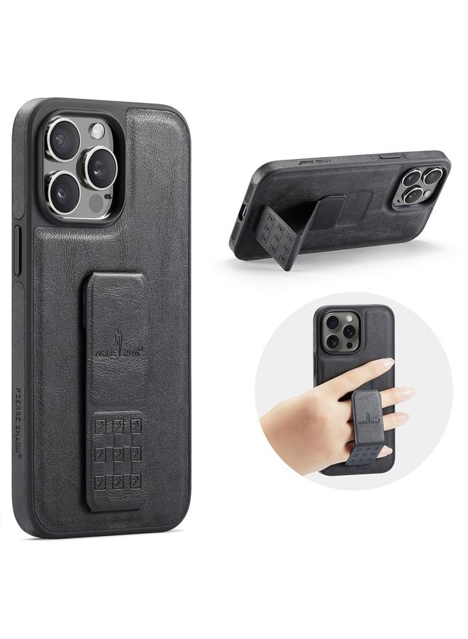 Case For iPhone 13 Pro Fierre Shann Oil Wax Cow Leather Holder Back Phone Case