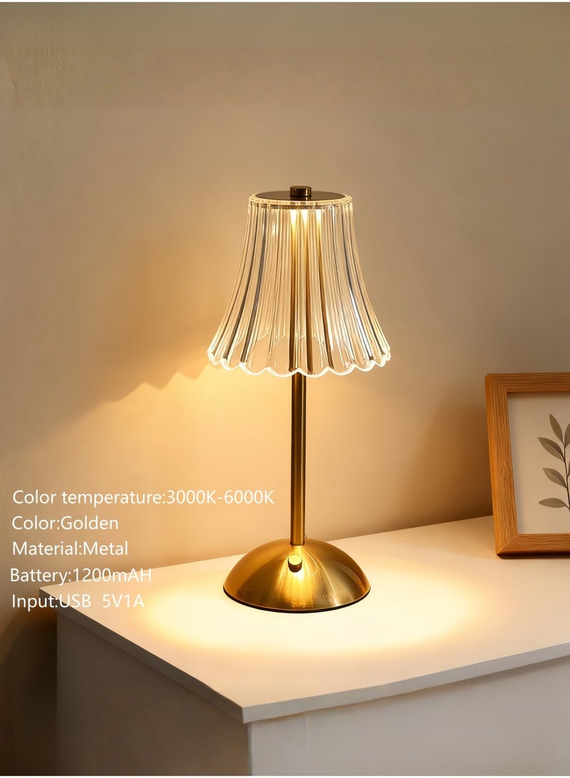 مودي مصباح مكتب LED ذهبي - 3 أوضاع ألوان، تحكم باللمس، ذراع قابل للتعديل، حماية للعين، منفذ شحن USB، إضاءة طاولة قابلة للتعتيم بقوة 3 وات للمكتب أو الدراسة أو السرير - تصميم عصري أنيق - Image 1