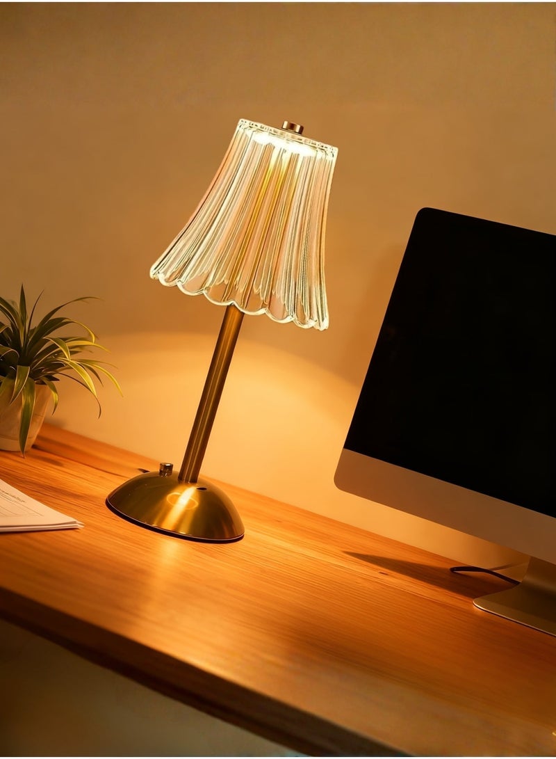 مودي مصباح مكتب LED ذهبي - 3 أوضاع ألوان، تحكم باللمس، ذراع قابل للتعديل، حماية للعين، منفذ شحن USB، إضاءة طاولة قابلة للتعتيم بقوة 3 وات للمكتب أو الدراسة أو السرير - تصميم عصري أنيق - Image 2