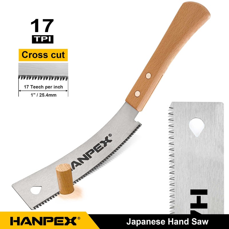 Hanpex 6-Inch Japanese Hand Saw, SK5 Pull Saw With Flexible Blade for Flush Cut Woodworking, DIY and Small Projects - Image 2