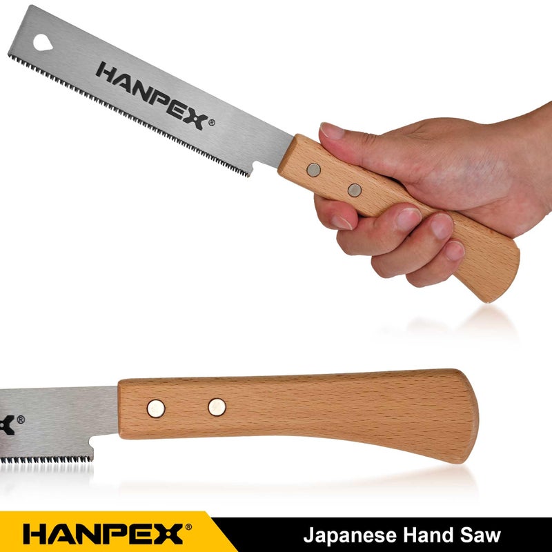 Hanpex 6-Inch Japanese Hand Saw, SK5 Pull Saw With Flexible Blade for Flush Cut Woodworking, DIY and Small Projects - Image 4