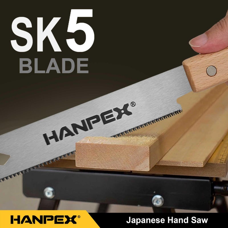 Hanpex 6-Inch Japanese Hand Saw, SK5 Pull Saw With Flexible Blade for Flush Cut Woodworking, DIY and Small Projects - Image 5