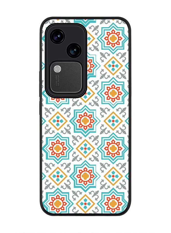 Stylizedd Rugged Black edge case for Vivo V30 5G, Slim fit Soft Case Flexible Rubber Edges Anti Drop TPU Gel Thin Cover -  Moroccan Mosaic - Image 1