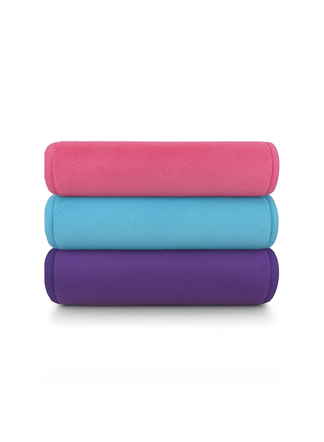 Wownect Makeup Remover Cloth Reusable Microfiber Face Towel Washable [3 Per Pack] [Soft Delicate Machine Washable] [15.7x6.6 inch] - Pink, Blue, Purple - Image 1
