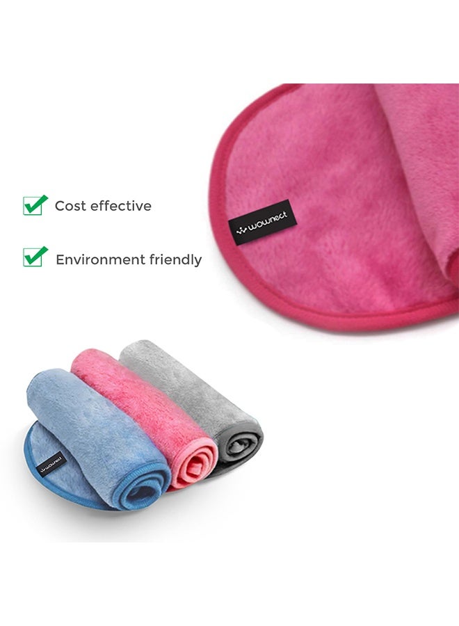 Wownect Makeup Remover Cloth Reusable Microfiber Face Towel Washable [3 Per Pack] [Soft Delicate Machine Washable] [15.7x6.6 inch] - Pink, Blue, Purple - Image 3