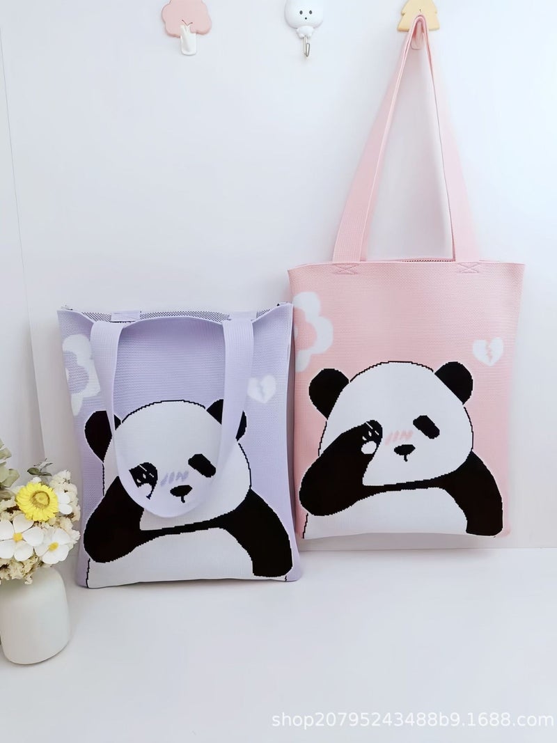 Chengdu Panda Grandpa With Large Capacity Shoulder Bag Cute Cartoon Knitted Bag Travel Gift - Image 4