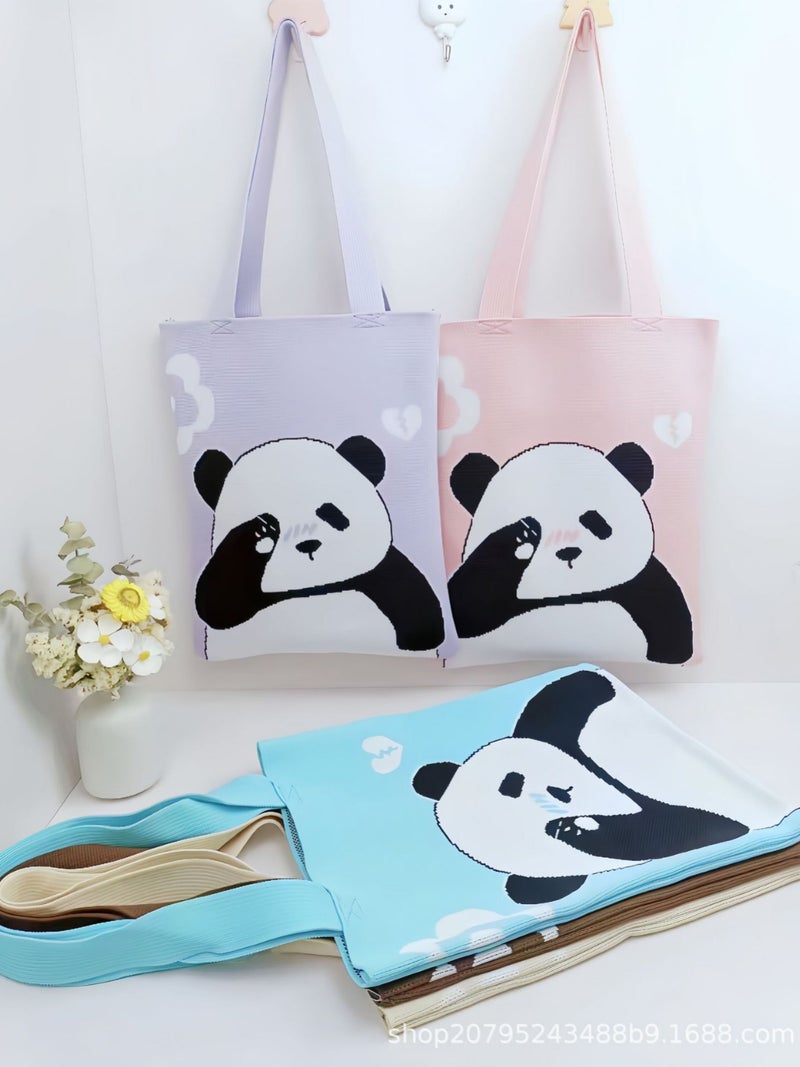 Chengdu Panda Grandpa With Large Capacity Shoulder Bag Cute Cartoon Knitted Bag Travel Gift - Image 3