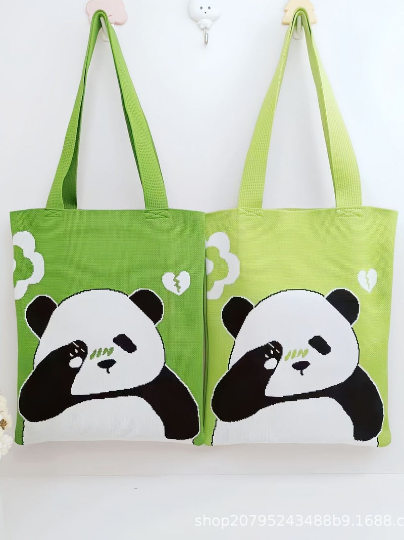 Chengdu Panda Grandpa With Large Capacity Shoulder Bag Cute Cartoon Knitted Bag Travel Gift - Image 2