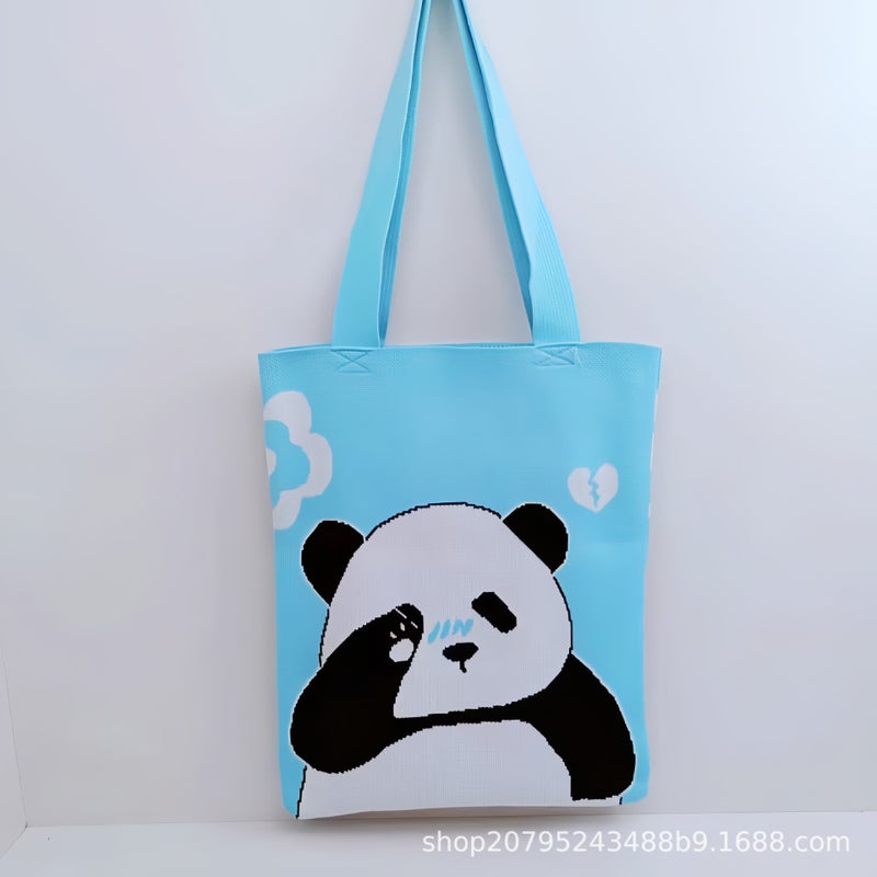 Chengdu Panda Grandpa With Large Capacity Shoulder Bag Cute Cartoon Knitted Bag Travel Gift - Image 1