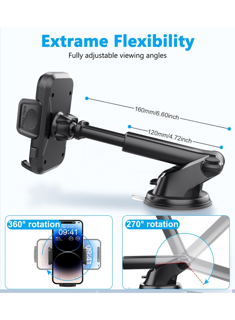 Halamodo Car Phone Holder Mount New Upgraded Handsfree Cell Phone Holder Car Dash Windshield Air Vent Stand 270 Adjustable Suction Cup Magnetic Phone Holder - Image 3