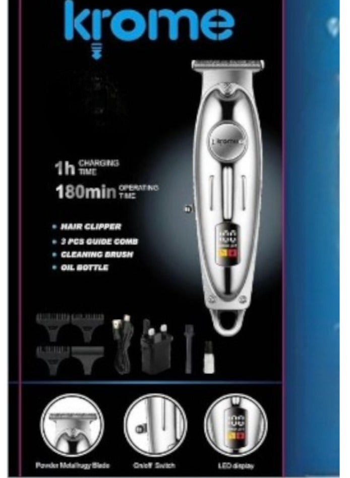كروم ماكينة قص الشعر الاحترافية، ماكينة تشذيب اللحية للرجال، ماكينة قص الشعر الكهربائية من نوع T-Blade Outliner، حل العناية المتكاملة بدون أسلاك - Image 2