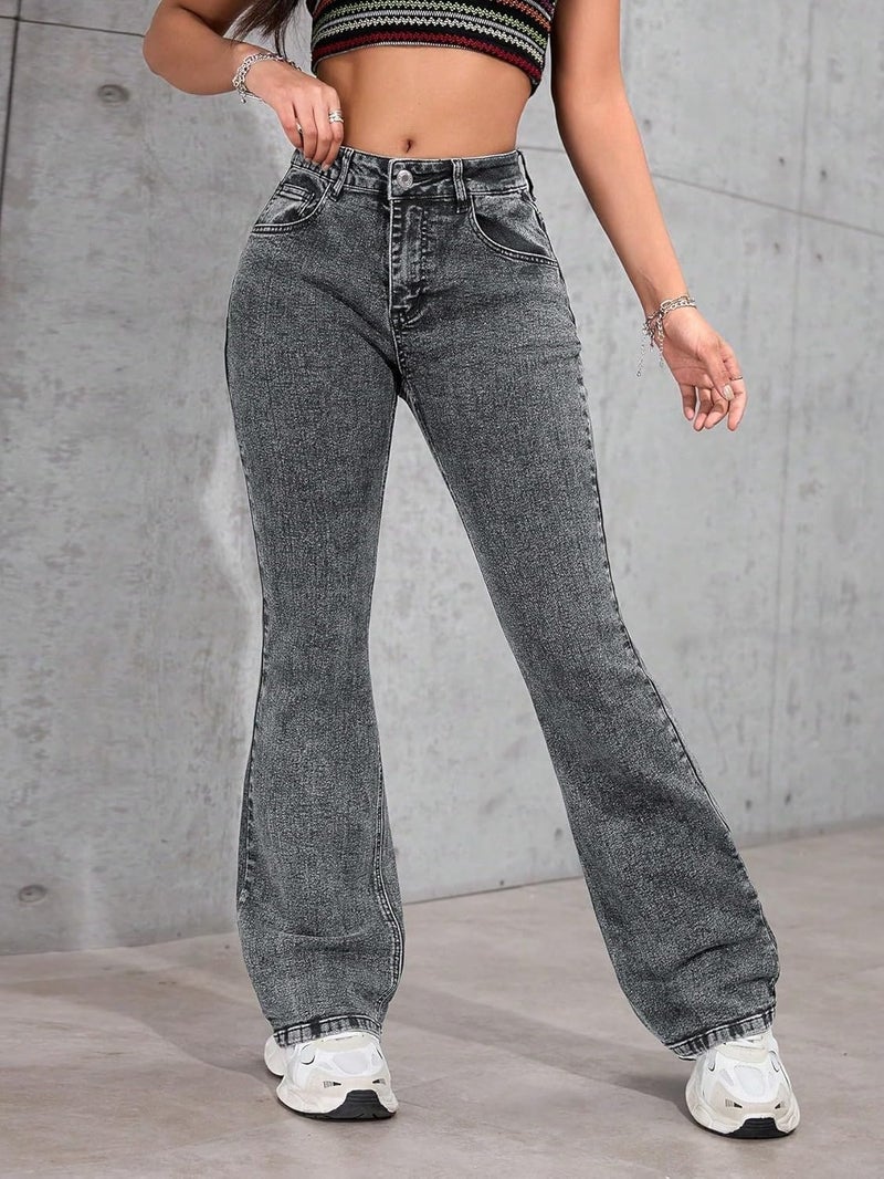 KOTTY Womens Solid Steel Grey Fit & Flared Fit Jeans (Grey,30)-KTTLADIESJEANS3089L - Image 4