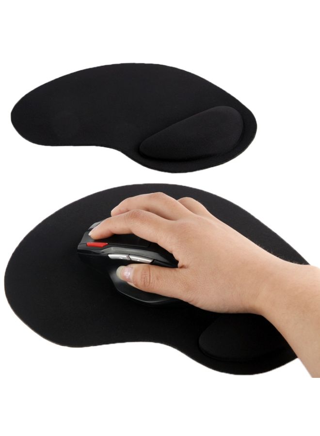 BURAQ Ultra Slim Rubber Bottom & Cloth Sponge Wrist Supporter Mouse Pad(Black)  - Image 2