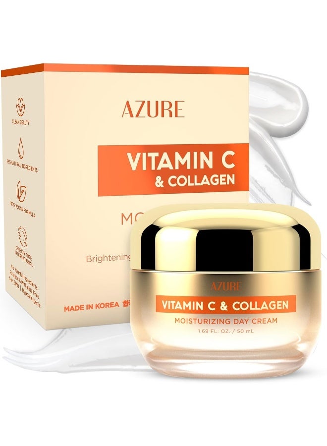 Azure Cosmetics Vitamin C & Collagen Face Moisturizer - Dermatologist Tested, Anti-Aging, Skin Tightening & Brightening, Clean, Cruelty-Free Face Cream - Korean Skin Care - All Skin Types - 1.69 fl oz - Image 5