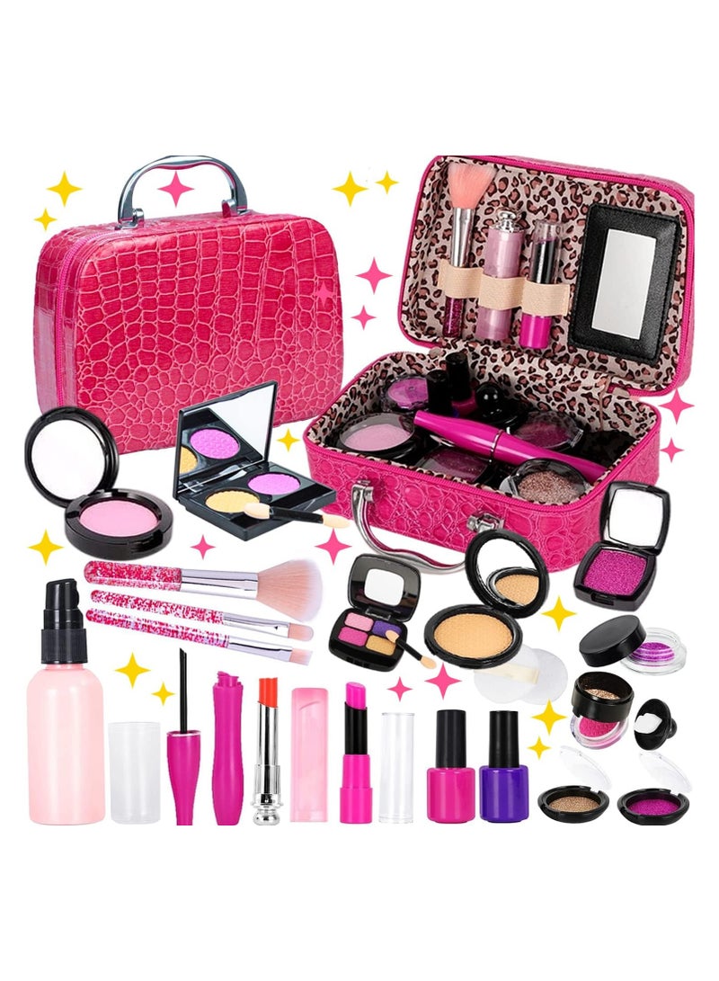 21 Pieces Girls Kids Makeup Set, Girls Play Pretend Makeup Playset With Makeup Bag, Safe And Non-Oxic, Suitable For Kids Play GamesAge 3+ girls - Image 1