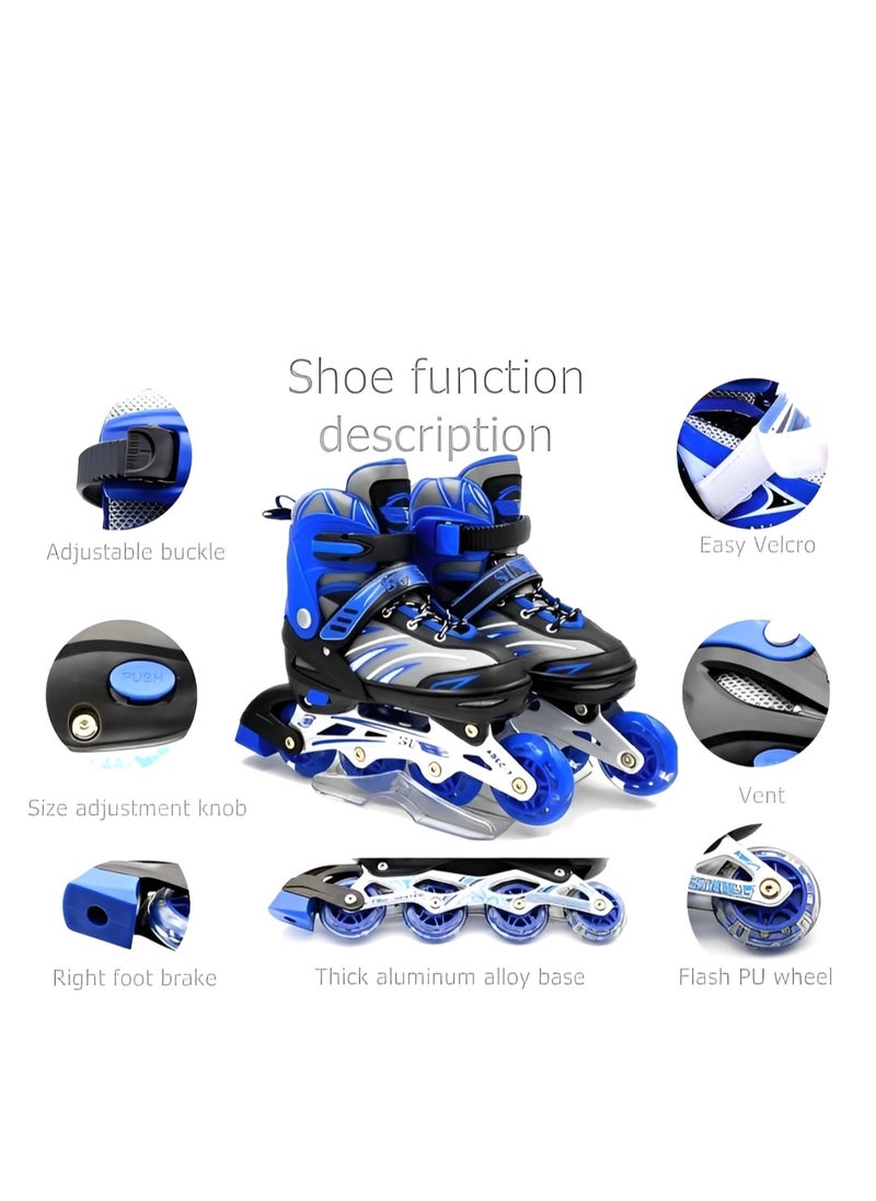 Draxon Roller Skates For Kids Adjustable With Light Up Wheels And Tools To Convert It To Training Skates Fun Illuminating For Boys Girls Rollerskates For Kids Beginners, Suitable For Indoor Outdoor Size 31-35 (Model-302-Black, S)  - Image 3