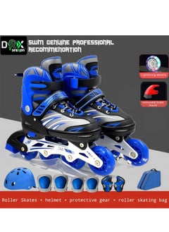Draxon Roller Skates For Kids Adjustable With Light Up Wheels And Tools To Convert It To Training Skates Fun Illuminating For Boys Girls Rollerskates For Kids Beginners, Suitable For Indoor Outdoor Size 31-35 (Model-302-Black, S)  - Image 5