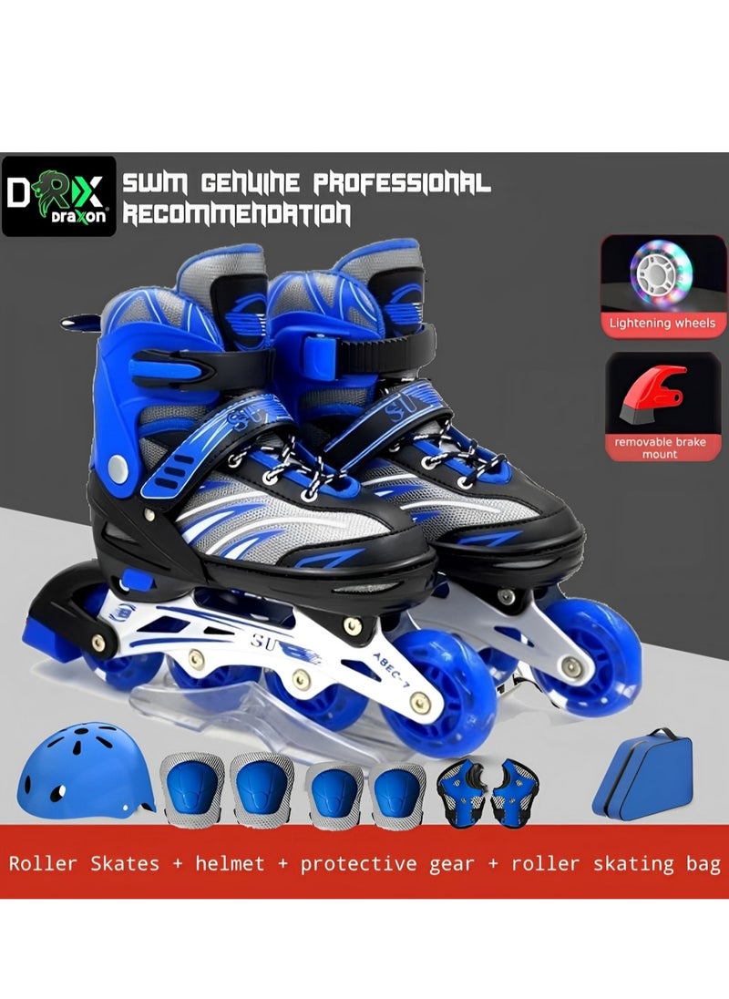 Draxon Roller Skates For Kids Adjustable With Light Up Wheels And Tools To Convert It To Training Skates Fun Illuminating For Boys Girls Rollerskates For Kids Beginners, Suitable For Indoor Outdoor Size 31-35 (Model-302-Black, S)  - Image 5