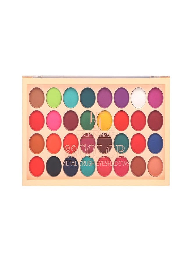HALF N HALF 32 Colors Metal Crush Eyeshadows Highly Pigmented Smokey Eyeshadow Long Lasting Multi Reflective Shimmer Matte Satin Metallic Glitter Nudes Pressed Pearls Eye Shadow Makeup Palette, MultiColors-02 (36gm) - Image 2