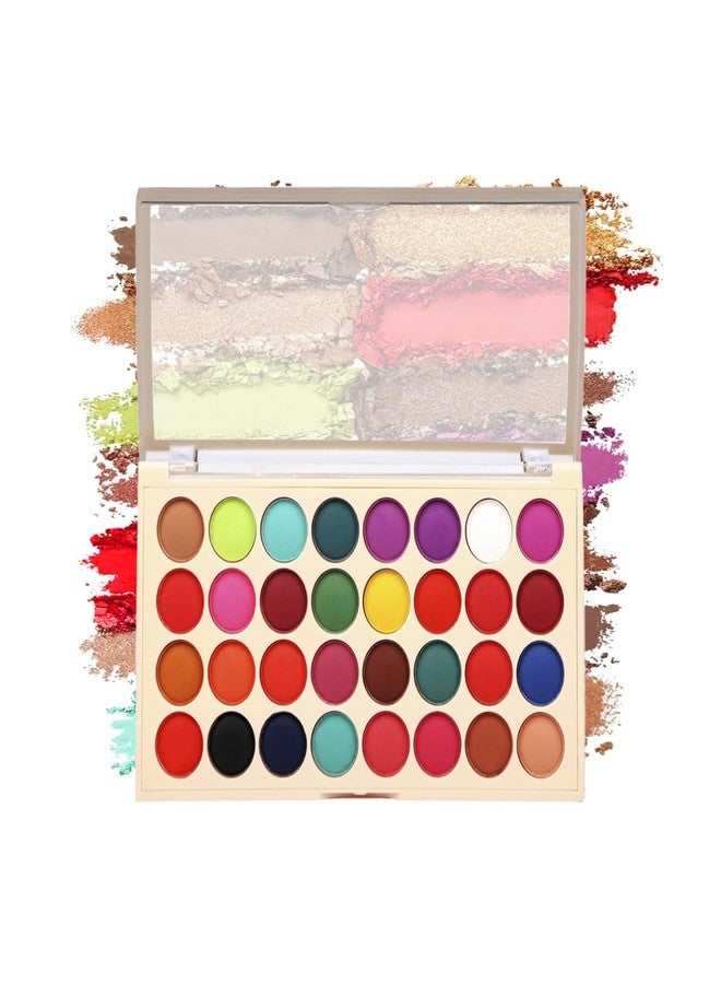 HALF N HALF 32 Colors Metal Crush Eyeshadows Highly Pigmented Smokey Eyeshadow Long Lasting Multi Reflective Shimmer Matte Satin Metallic Glitter Nudes Pressed Pearls Eye Shadow Makeup Palette, MultiColors-02 (36gm) - Image 1