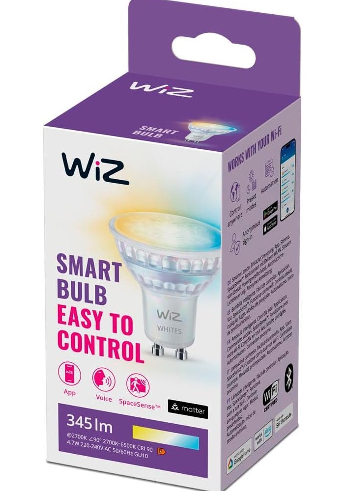 WiZ White Ambient GU10 Glass Smart LED Light Bulb - Image 1