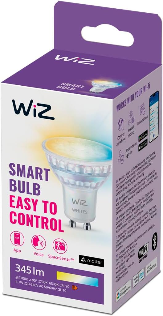 WiZ White Ambient GU10 Glass Smart LED Light Bulb - Image 1