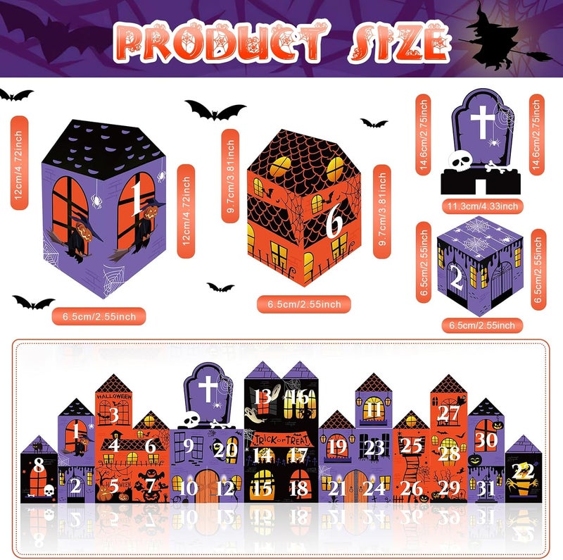 HOWAF Halloween Advent Countdown Candy Boxes Castle Countdown Calendar Decorations Treat Boxes Holiday CountDown to 31 Days Halloween Goodie Boxes Halloween Countdown Calendar for Halloween Party - Image 2