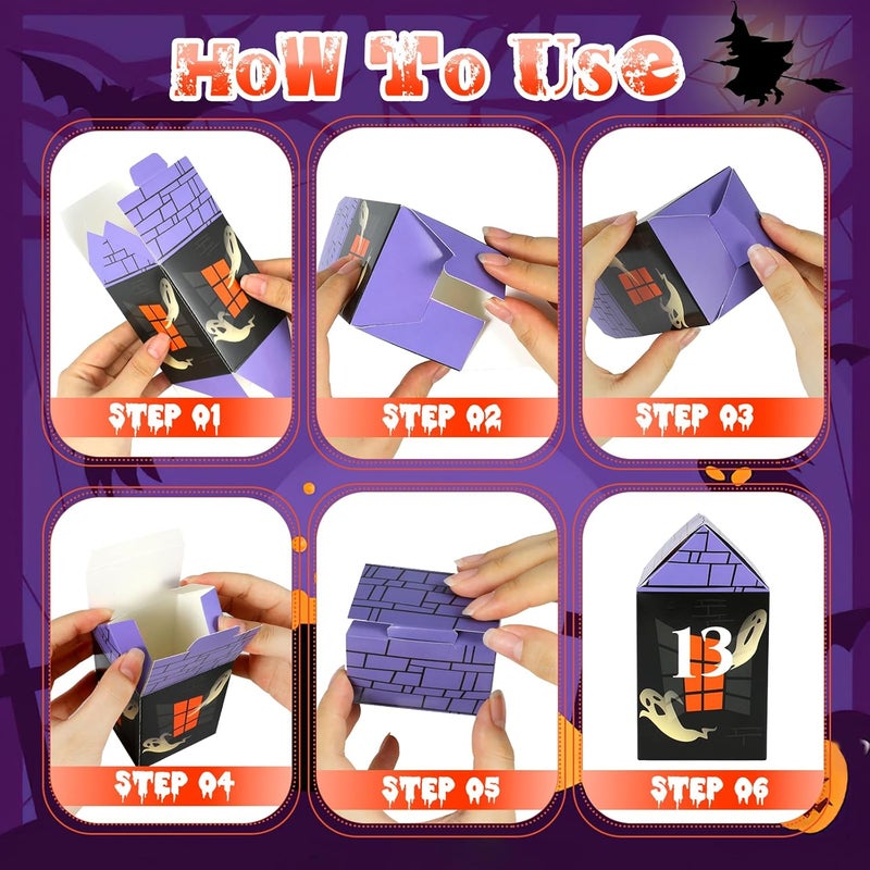 HOWAF Halloween Advent Countdown Candy Boxes Castle Countdown Calendar Decorations Treat Boxes Holiday CountDown to 31 Days Halloween Goodie Boxes Halloween Countdown Calendar for Halloween Party - Image 4