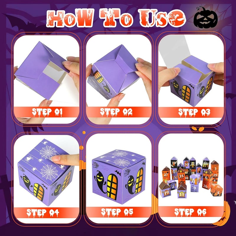 HOWAF Halloween Advent Countdown Candy Boxes Castle Countdown Calendar Decorations Treat Boxes Holiday CountDown to 31 Days Halloween Goodie Boxes Halloween Countdown Calendar for Halloween Party - Image 5