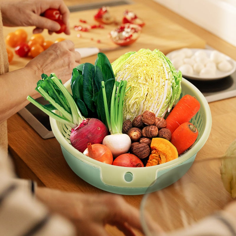 🍳 طقم ٤ سلال مطبخ متعددة الطبقات لغسل الفواكه من البلاستيك - Image 5