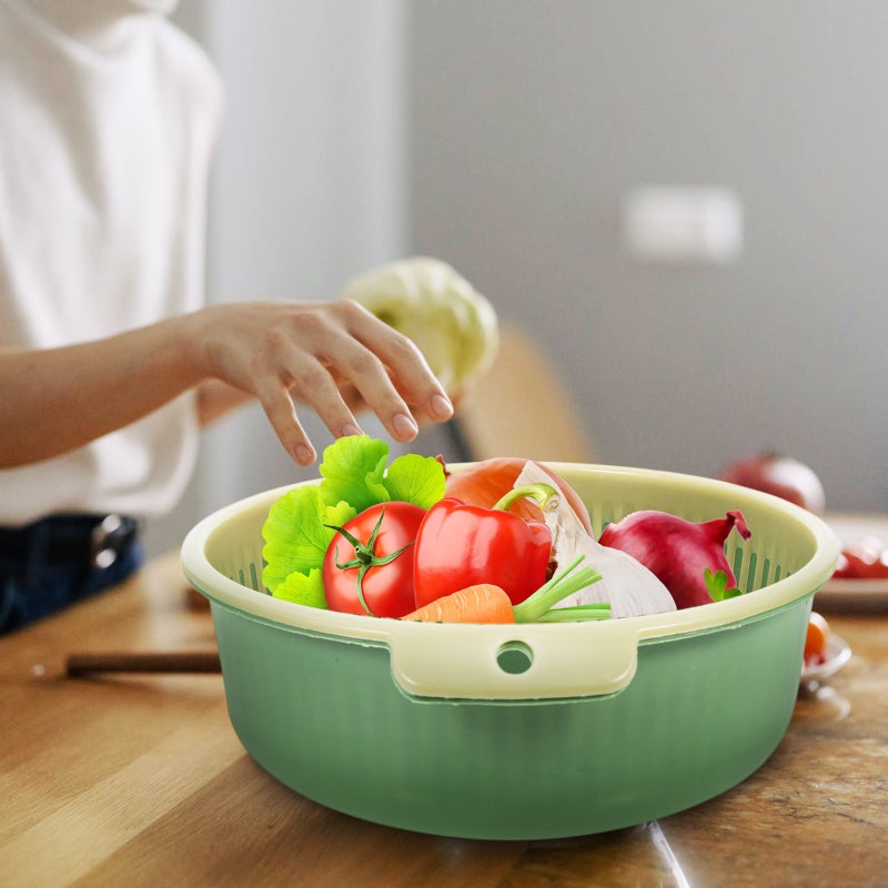 🍳 طقم ٤ سلال مطبخ متعددة الطبقات لغسل الفواكه من البلاستيك - Image 3