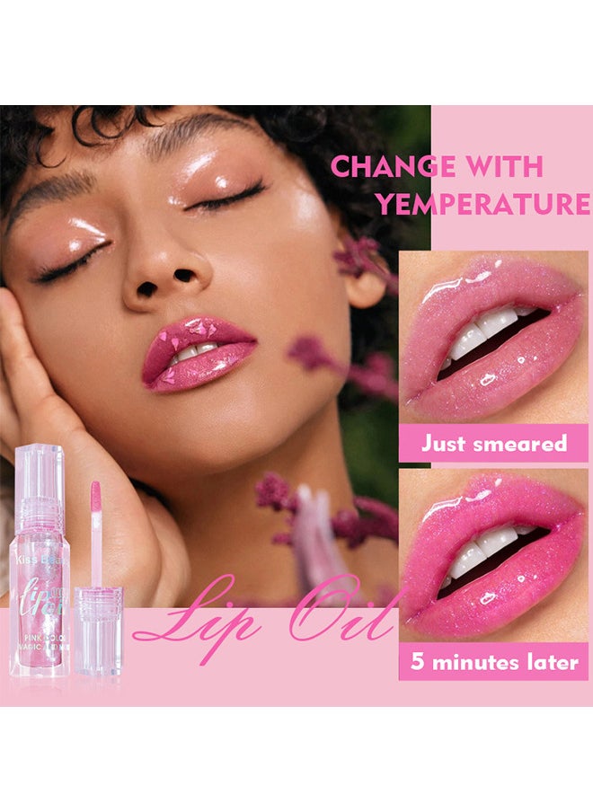 Kiss Beauty Lip Oil Gloss Temperature Color Changing Moisturizing Makeup Lipstick Hydrating Lip Plumper Extreme Lip Care Long Lasting Lip Glow Oil, Nourishing Repairing And Non-Sticky Primer Lip Tint  - Image 3