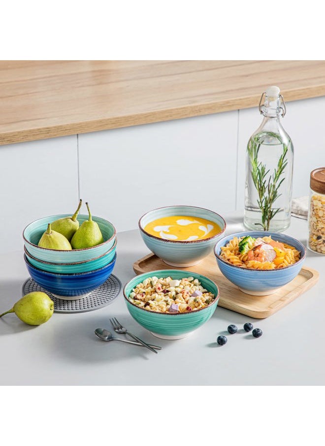 vancasso - Bonita 27 Oz Cereal Bowls Set of 6, Blue Ceramic Bowls for Kitchen, 6 Inch Soup Bowls, Dishwasher & Microwave Safe - Image 1